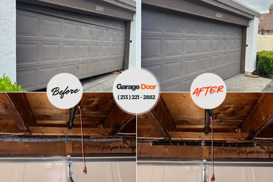 Before and after: garage door repair Danville, VA